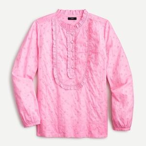 j crew long sleeve ruffle pink eyelet blouse